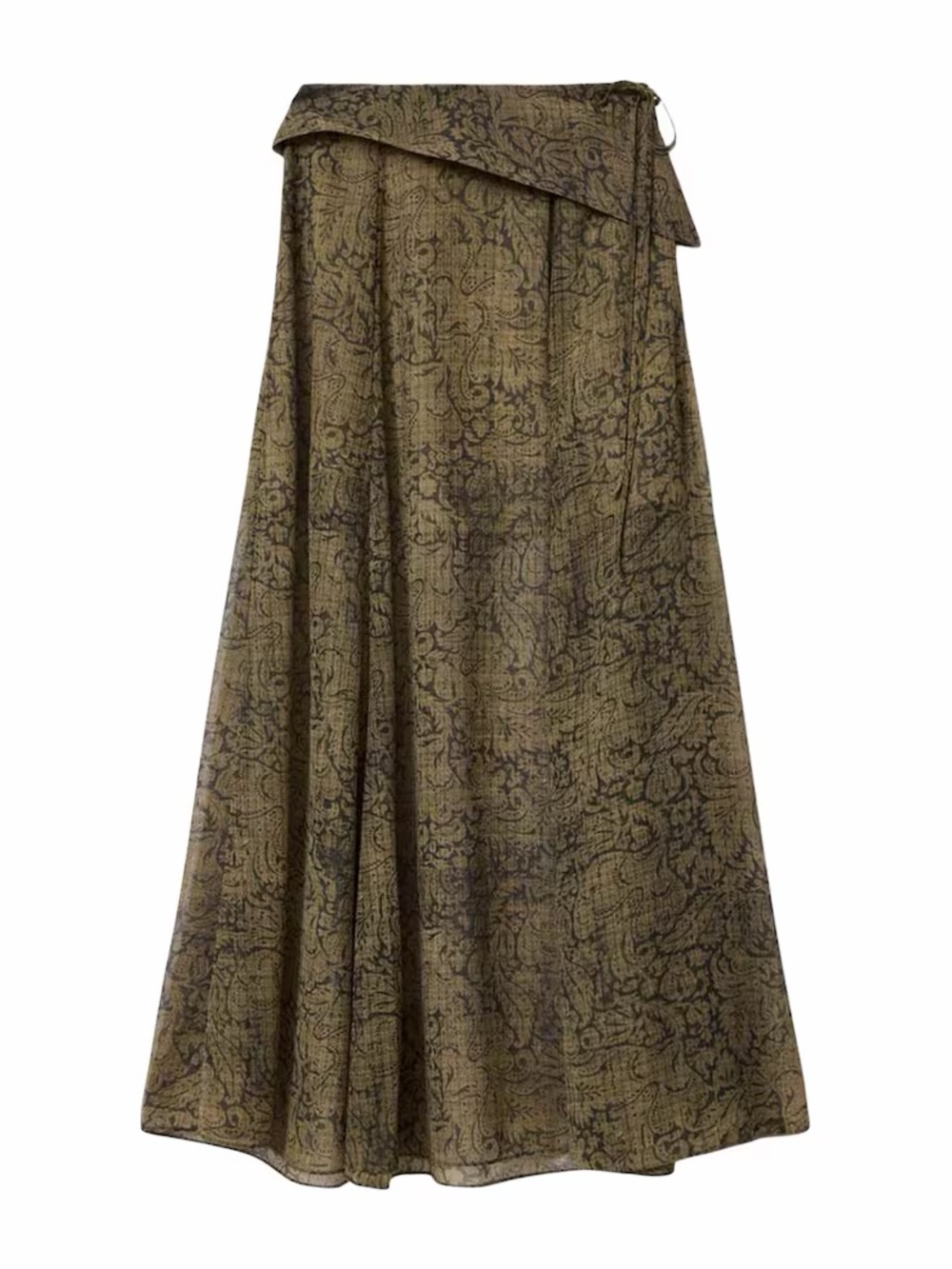 All Saints Olive Paisley Maxi Skirt